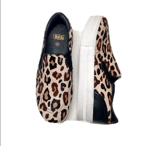 Ash Jungle Leopard Calf Hair Leather Platform Sneaker. Size 38/8. - Picture 1 of 9